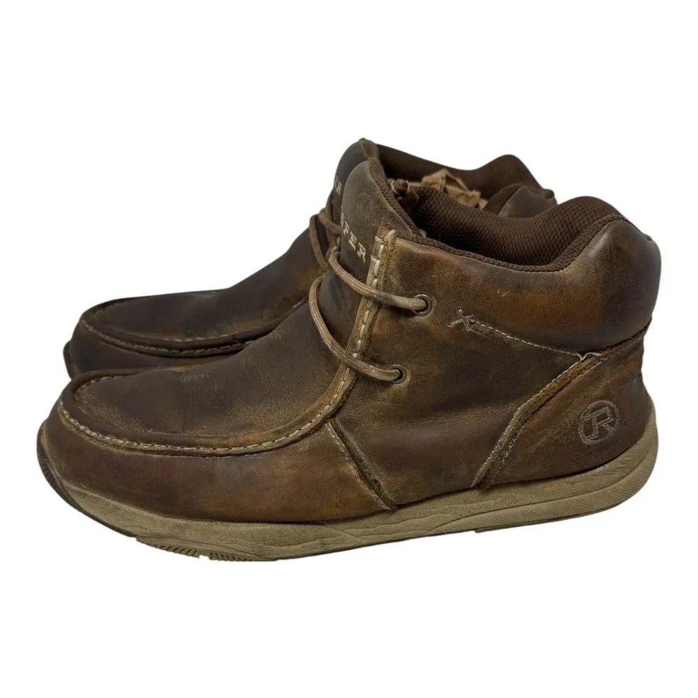 🔥Roper Mens 🤑 distressed‎ Leather Chukka Driving Mocs Western Casual Shoes 12